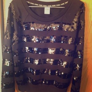 Black VS PINK sequin crewneck size L